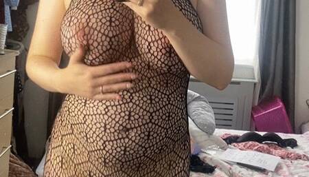 New Bodystocking Play in the mirror