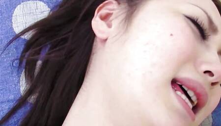 Asian college teen get first time creampie in hairy pussy