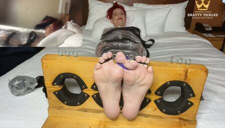 Saran Wrapped, Stocked & Tickled-TicklesSoftSoles-Feet Tickling & Picture & Picture!