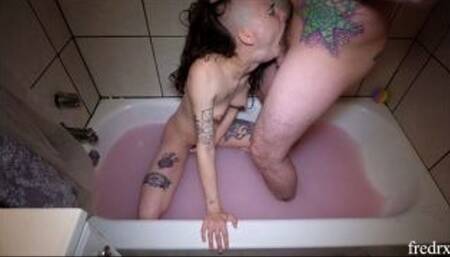 ice cream and gummy worms piss face fucking milk bath