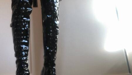 PVC Wet Look Outfit Modeling