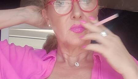 Curvy Step mummy pulls intensely on her Sobranie while she teases you with dirty talk and OMI's to jerk your cock