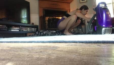 Teeny almost gets sucked into Giantess Mae's scary vacuum