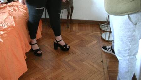 Ballbusting in platform shoes (full clip) HD