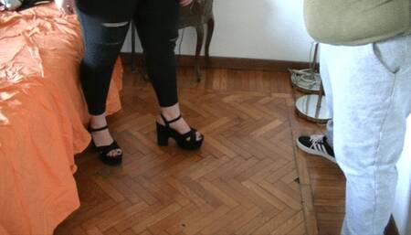Ballbusting in platform shoes (full clip)