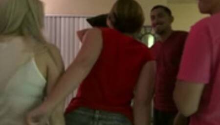 Three HOT & horny college girls invite some guys over for an orgy