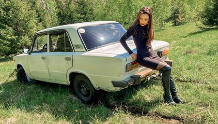 CAR STUCK Stuck in dirty grass after a picnic