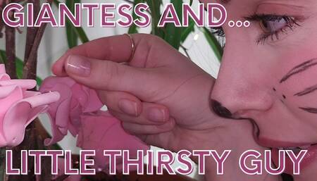 Giantess Relieves Tiny Man's Thirst