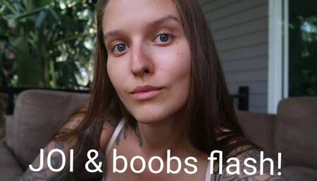Outdoor tease JOI boobs flash