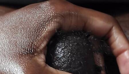 Rubbing my Black Hairy BallSack