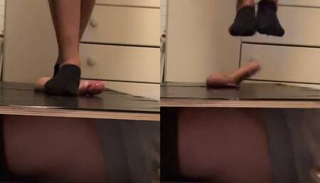 Ankle sock trample and ballbusting