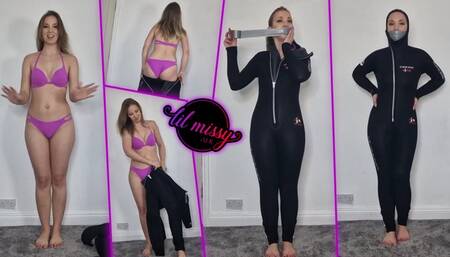 Lil Missy UK in Pink Bikini, Wetsuit And Wrap Gag