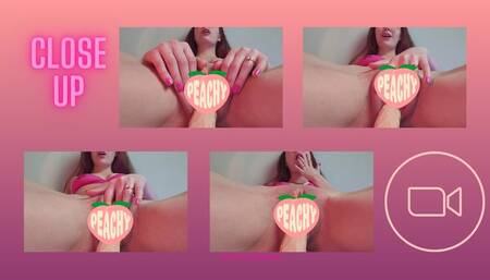 Close up pussy play while riding my dildo