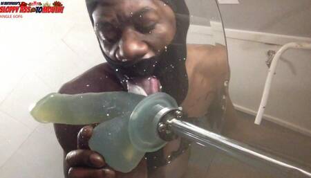 ANGLE 6of6 Skinny Twink Ass To Mouth after big loose farting butthole swallows giant footlong dildo to the balls and back