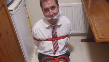 Man kept bound and gagged in adult school uniform in room 1-BBW domination,BBW bondage,male bondage,man in bondage,amateur,school uniform,schoolboy,gay bondage,argyle socks,rope bondage,man tied up,bound and gagged man,plimsolls,
