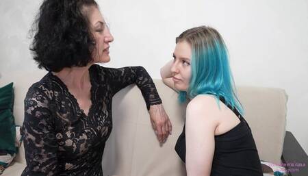 AURORA and SALMA - 21 year old and 59 year old passionate kiss! (4K)