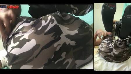 Dual Angle 1 and 2 of 2 - Bread clips on my ass-lips while I jerk my big black cock to completion with cumshot - Dj ButtPussy