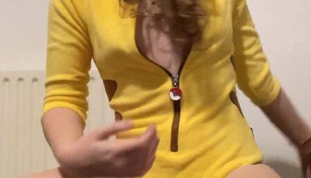 Dressed up as pikachu and humping a pillow until I cum!