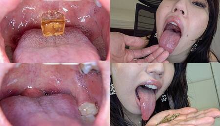 Rei Tokunaga - Showing inside her mouth, sucking fingers, swallowing gummy candys and dried sardines MOUT-08 - wmv 1080p