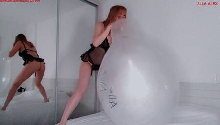 Alla makes B2P transparent balloon 24 inches and wears a sexy bodysuit!!!