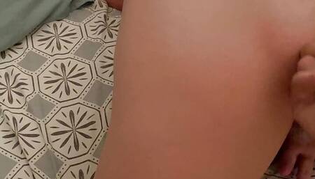 a finger in her pussy and her foot on my dick
