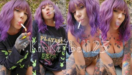 Chain-smoking in casual clothes and lingerie