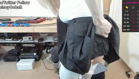 Black pleated skirt and white tights - college girl look
