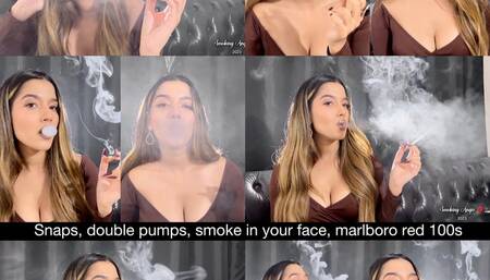Filling my lungs, the room and your face with my smoke! Multi pumps, dangling, nose exhales, snaps, marlboro red 100s