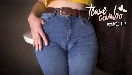 Sexy Milf Teasing Her Big Cameltoe In Tight Blue Jeans