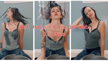 Wet Hair Flips in Wet Clothes SD