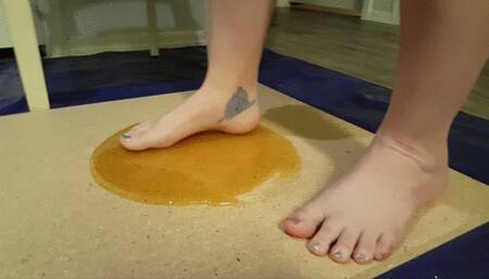 Ling Stuck Barefoot in Ultra Sticky Glue Trap