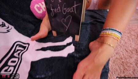 The legendary foot model Alya Goddess returns to see FeetGoat!! Epic sockjob, footjob, foot fucking, talented toes, and cum on soles!