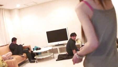 Japanese Satomi Suzuki sucks cock for a group of men uncensored.