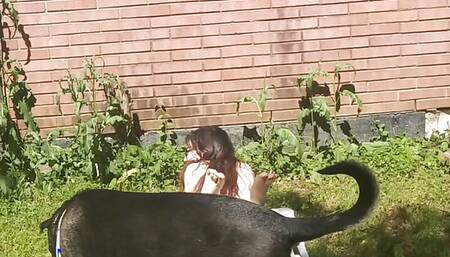 sunbathing outside
