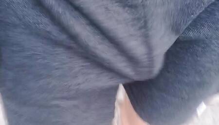 Flashing my soft bulge and dick walking to the store