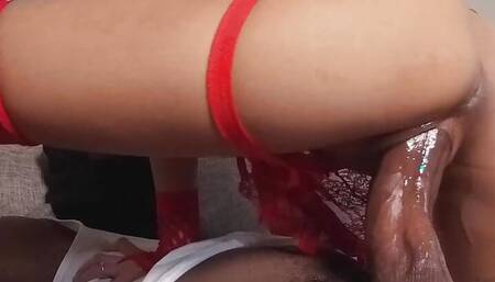 Asian slut with big tits getting fucked by a BBC