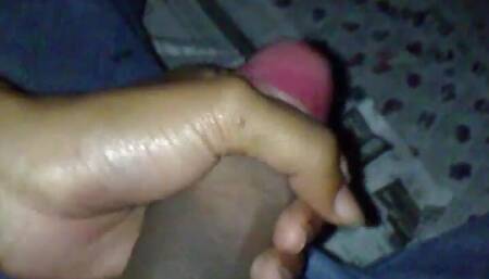 Out door handjob milking