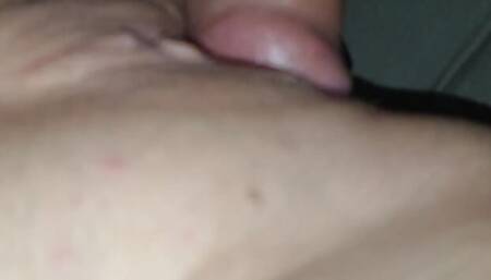 Fucking my girlfriend. Teasing her a little bit. Cum inside. See the cum in her pussy.