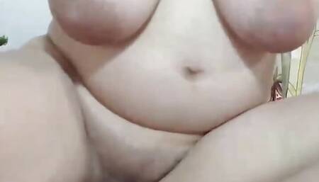 Big Black Dildo Sucking and Fucking Deep Pregnant Hairy Pussy Big Boobs and Nipples