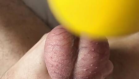 Hard ballbusting with yellow ball.