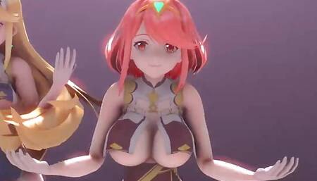 Laysha x Mythra - Sexy Thick Girls Dancing (3D HENTAI)