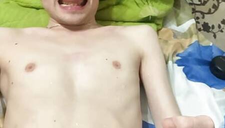 handjob man selfie stick cum in face