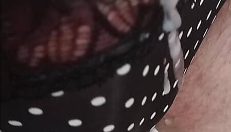 Panty boy cums through his panties at work