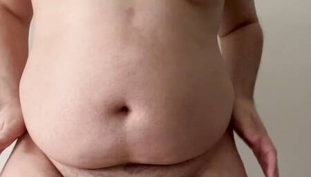 Big tits chubby fat Arab guy with small hairy cock playing with body