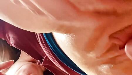 Stepmother is using stepson to eat her pussy in the high seat