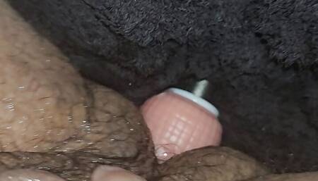 Sloppy masterbation with lots of lube and a big toy in my ass