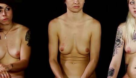 Three Babes Wait for Own Turn to be Punished