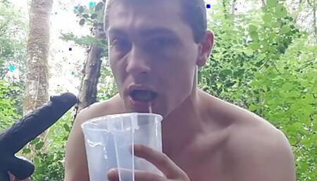 Fag sloppy gagging in public woods covered in own mess sissyfaggotbilly