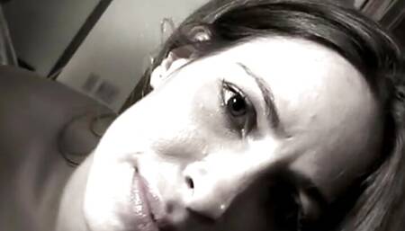 Stockinged lesbian nina strips off