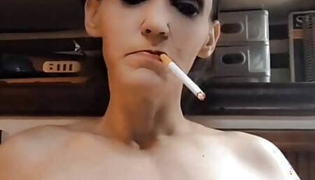 Topless Milf Smoking